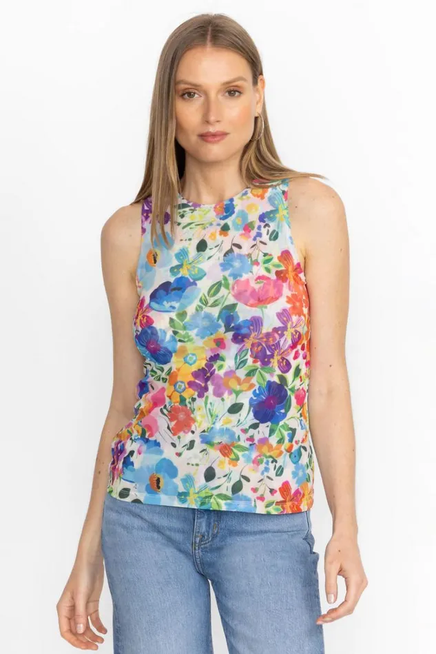 Women KASSANDRA MESH TANK Wild Blooms Johnny Was Tops Women KASSANDRA MESH TANK Wild Blooms Johnny Was Tops