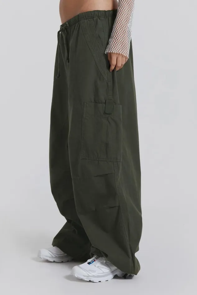 Women Khaki Parachute Cargo Pants Jaded London Trousers and Pants