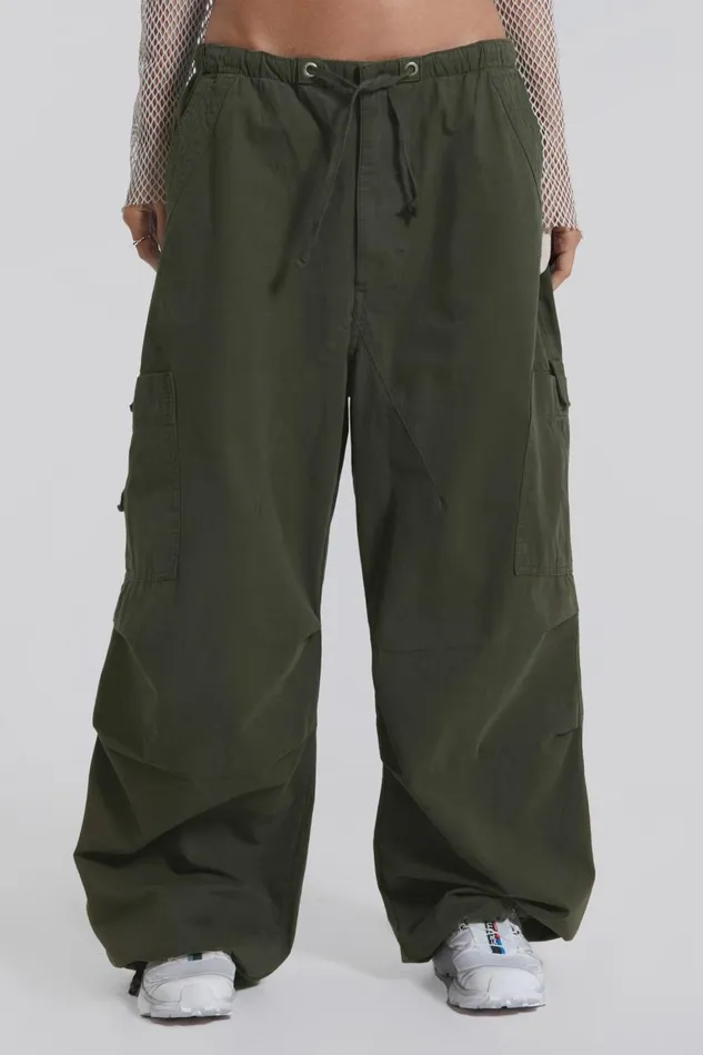 Women Khaki Parachute Cargo Pants Jaded London Trousers and Pants