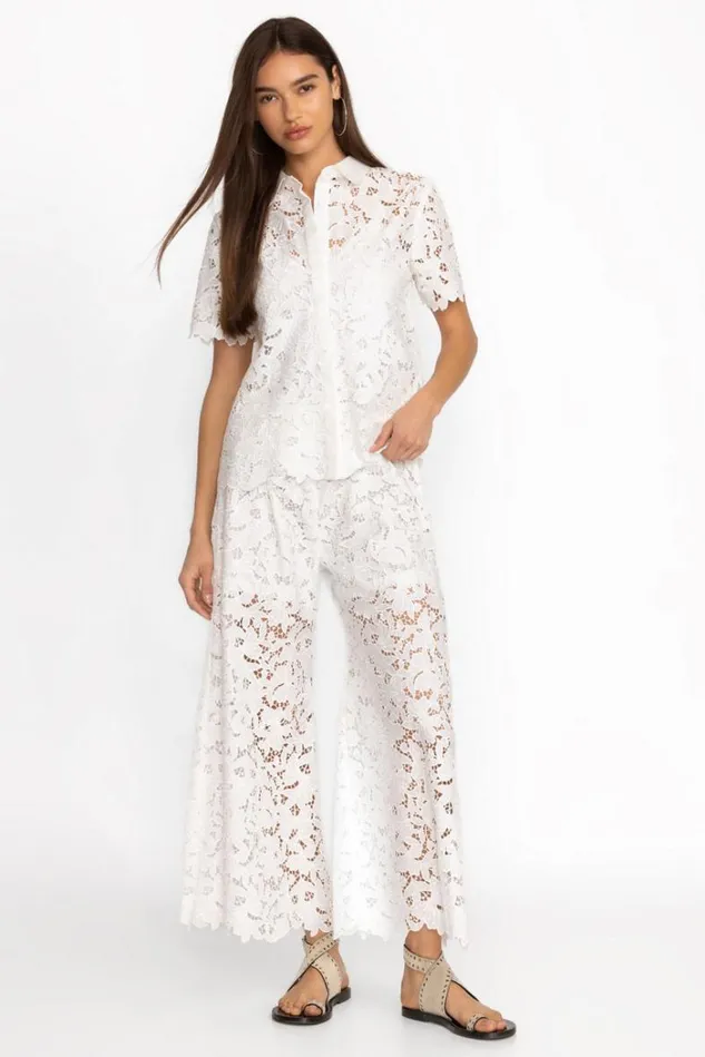 Women KITT LACE EASY PANT White Johnny Was Bottoms