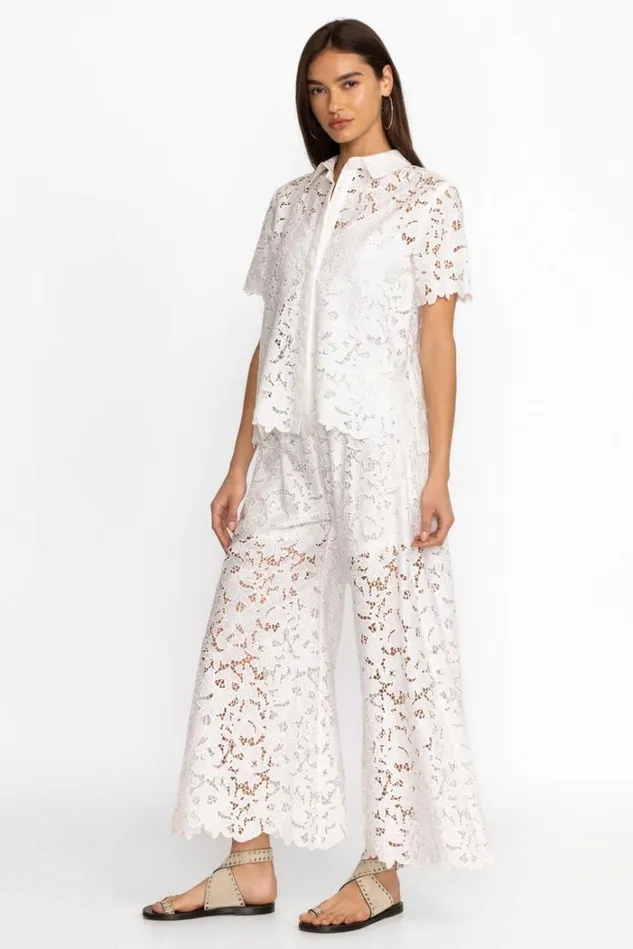 Women KITT LACE EASY PANT White Johnny Was Bottoms Women KITT LACE EASY PANT White Johnny Was Bottoms