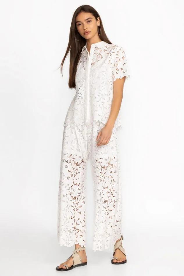 Women KITT LACE EASY PANT White Johnny Was Bottoms Women KITT LACE EASY PANT White Johnny Was Bottoms