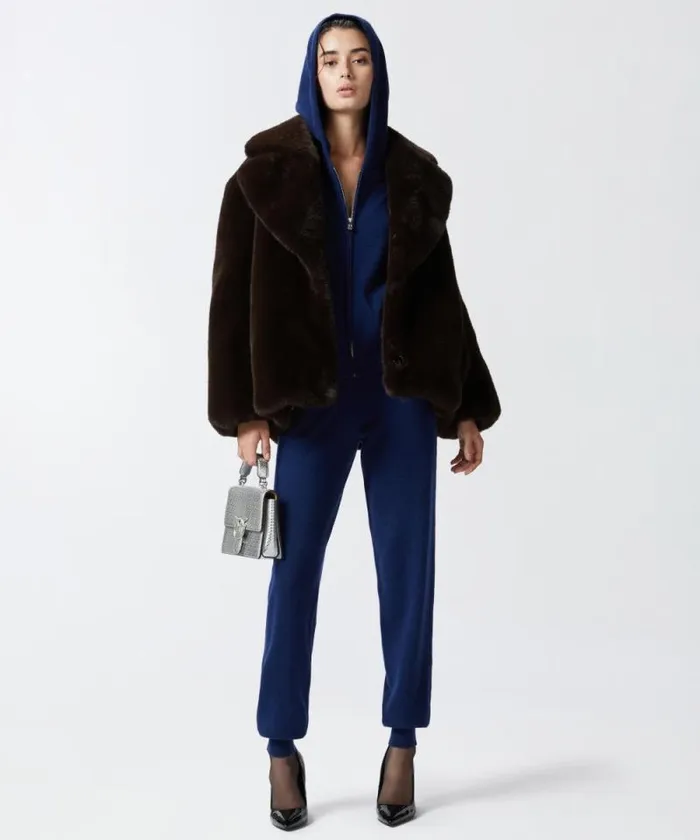 Women Knitwear Pinko Cashmereblend Hoodie With Zip Iris Blue