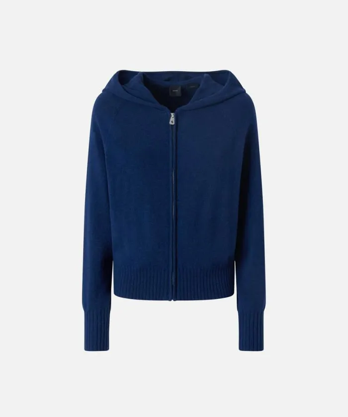 Women Knitwear Pinko Cashmereblend Hoodie With Zip Iris Blue Women Knitwear Pinko Cashmereblend Hoodie With Zip Iris Blue