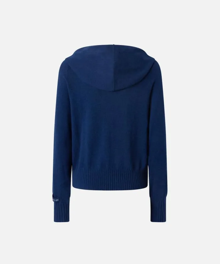 Women Knitwear Pinko Cashmereblend Hoodie With Zip Iris Blue Women Knitwear Pinko Cashmereblend Hoodie With Zip Iris Blue
