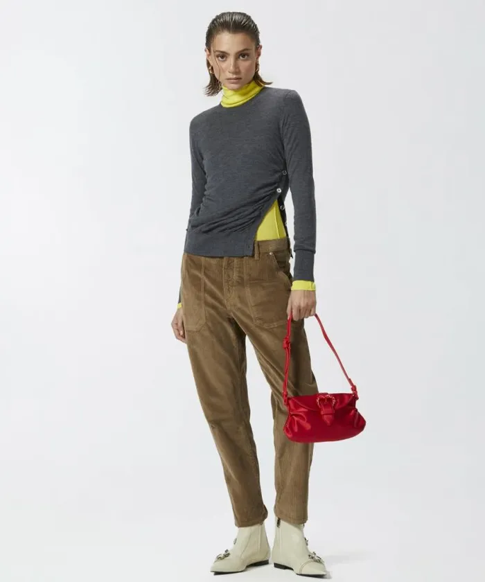 Women Knitwear Pinko Wool Sweater With Side Buttons Greycrow