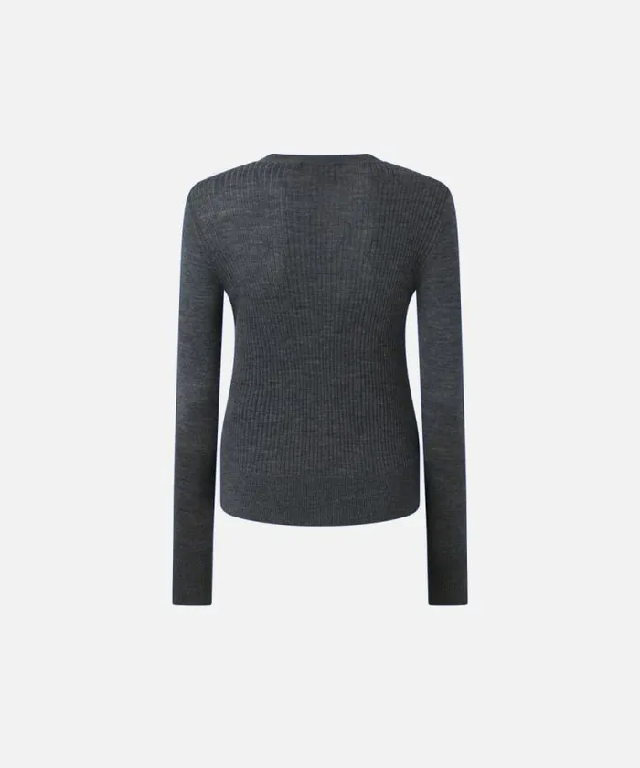 Women Knitwear Pinko Wool Sweater With Side Buttons Greycrow Women Knitwear Pinko Wool Sweater With Side Buttons Greycrow