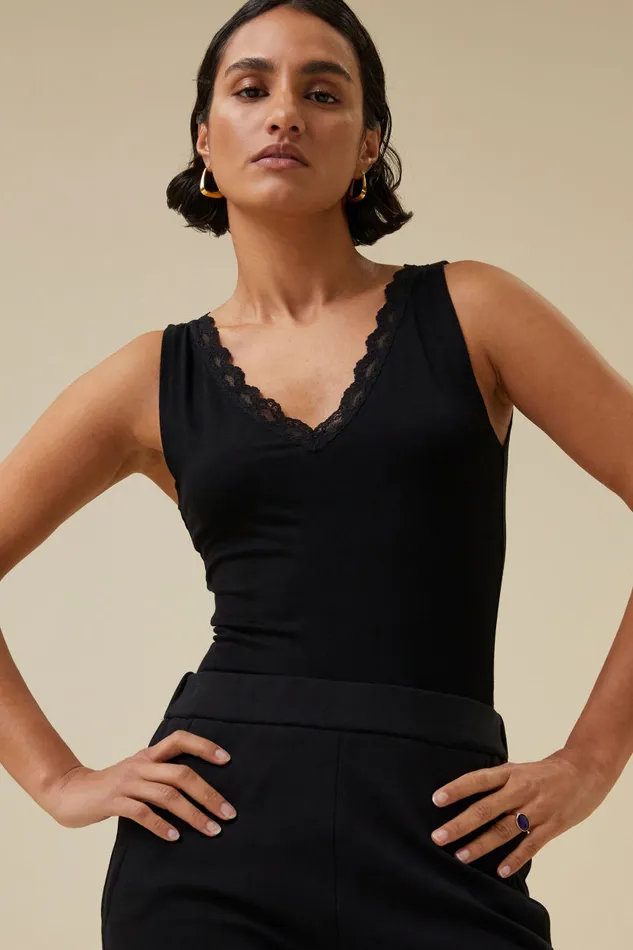 Women Lace Singlet Black Bybar Tops and Shirts