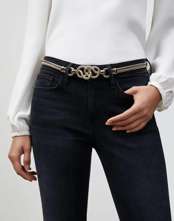 Women Lafayette 148 New York Belts Italian Infinity Knot Chain Belt Pale Gold