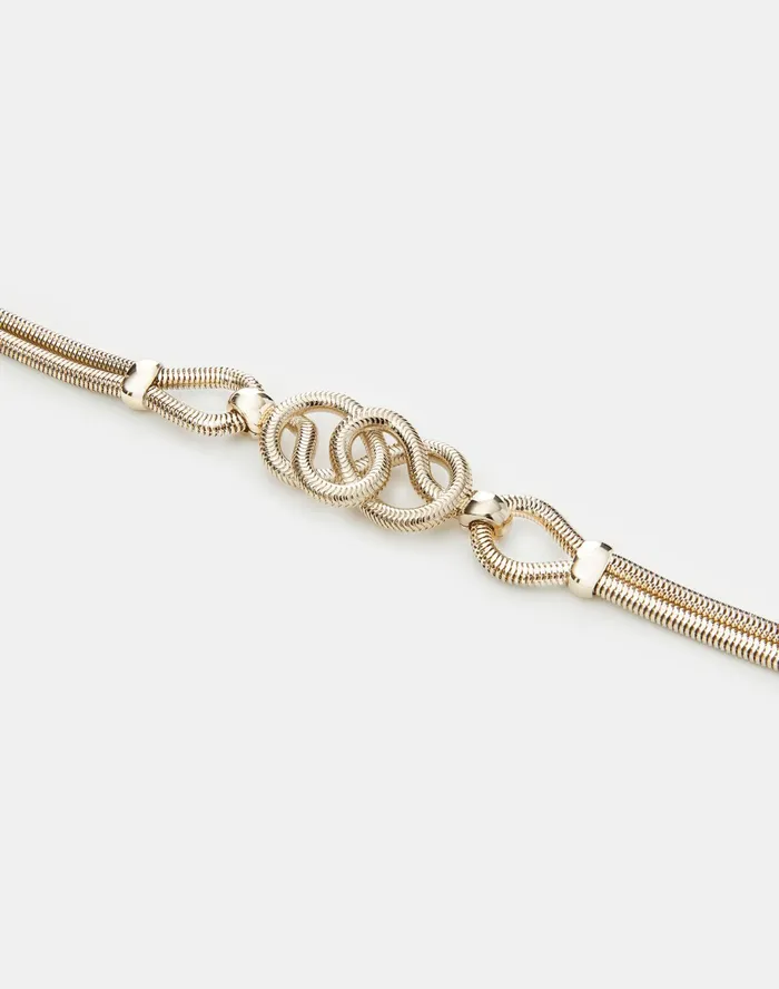 Women Lafayette 148 New York Belts Italian Infinity Knot Chain Belt Pale Gold