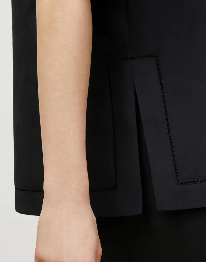Women Lafayette 148 New York Blouses and Shirts Etta Shirt In Italian Sculpted Kindcotton Black