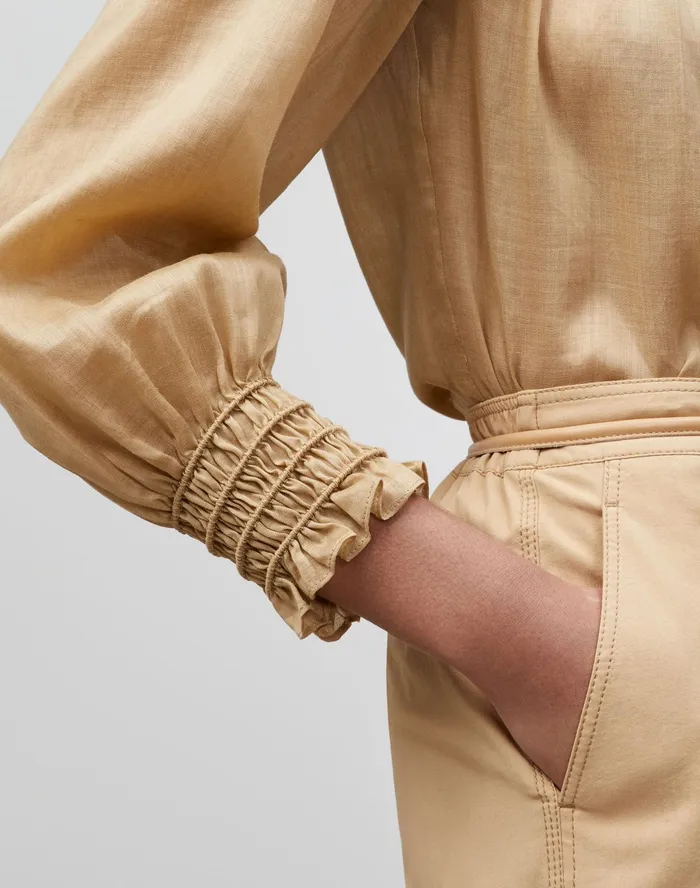 Women Lafayette 148 New York Blouses and Shirts Paley Blouse In Gemma Cloth Honeynut