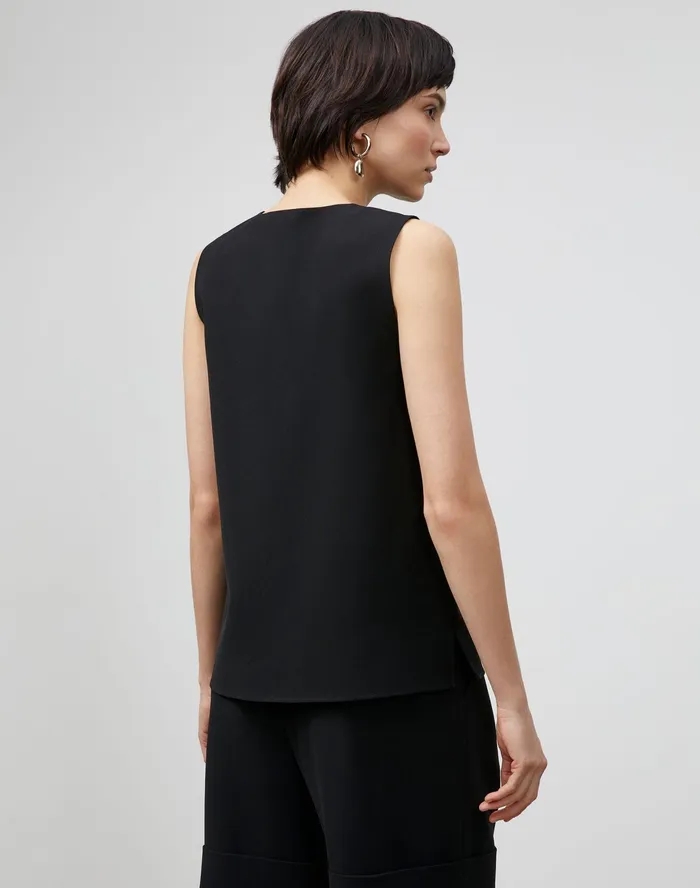 Women Lafayette 148 New York Blouses and Shirts Simona Blouse In Finesse Crepe Black