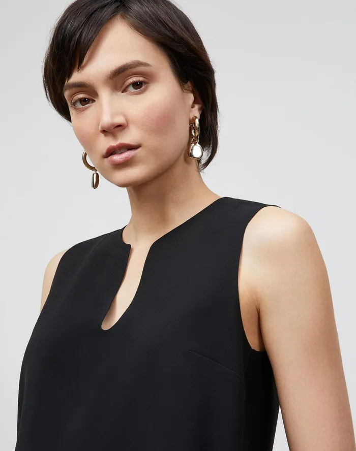 Women Lafayette 148 New York Blouses and Shirts Simona Blouse In Finesse Crepe Black