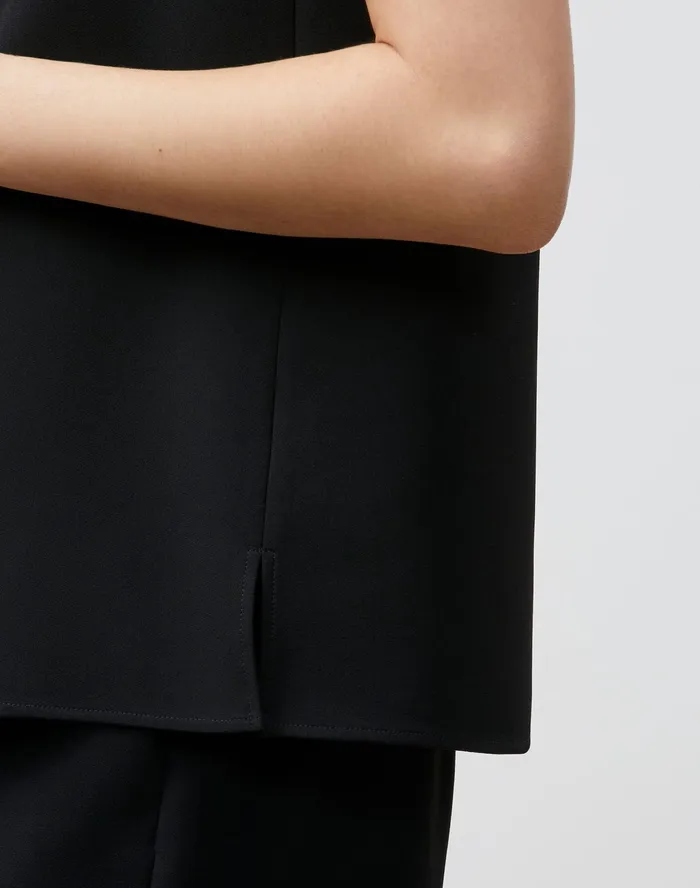 Women Lafayette 148 New York Blouses and Shirts Simona Blouse In Finesse Crepe Black