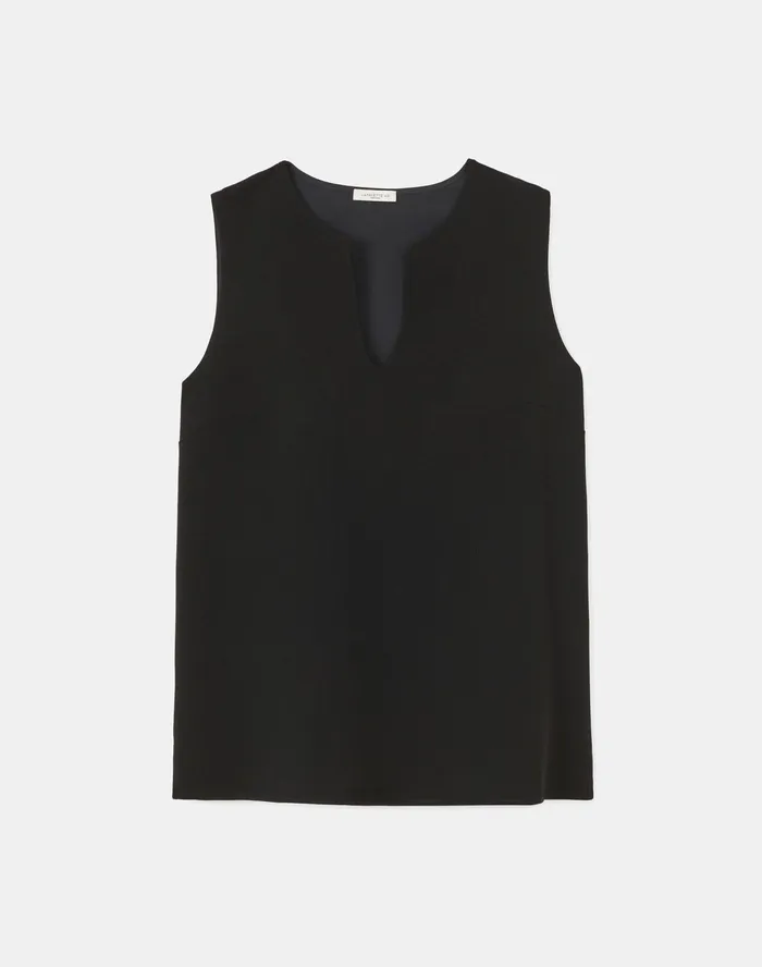 Women Lafayette 148 New York Blouses and Shirts Simona Blouse In Finesse Crepe Black