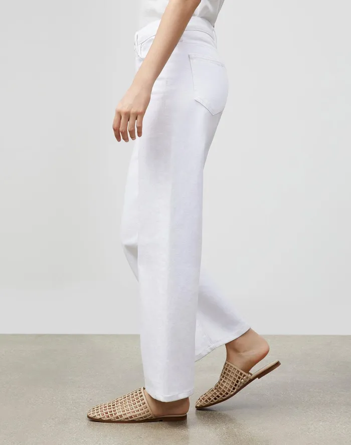 Women Lafayette 148 New York Denim Wyckoff WideLeg Cropped Jean In L148 Authentic Denim Washed Plaster