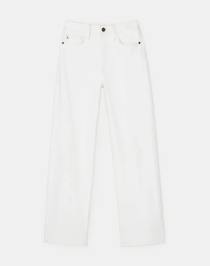 Women Lafayette 148 New York Denim Wyckoff WideLeg Cropped Jean In L148 Authentic Denim Washed Plaster