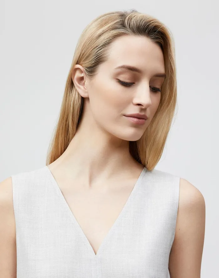 Women Lafayette 148 New York Dresses Neve Dress In Italian Tropical Weave Vapor Melange