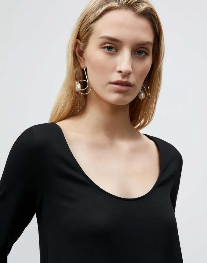 Women Lafayette 148 New York Dresses Ramsey Dress In Lightweight Punto Milano Black