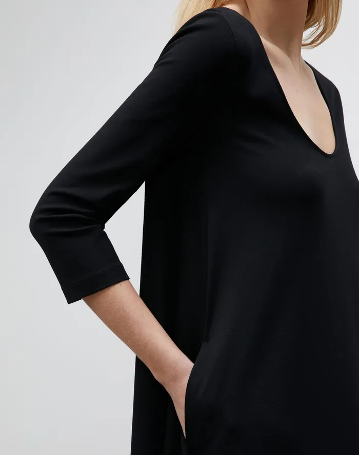 Women Lafayette 148 New York Dresses Ramsey Dress In Lightweight Punto Milano Black