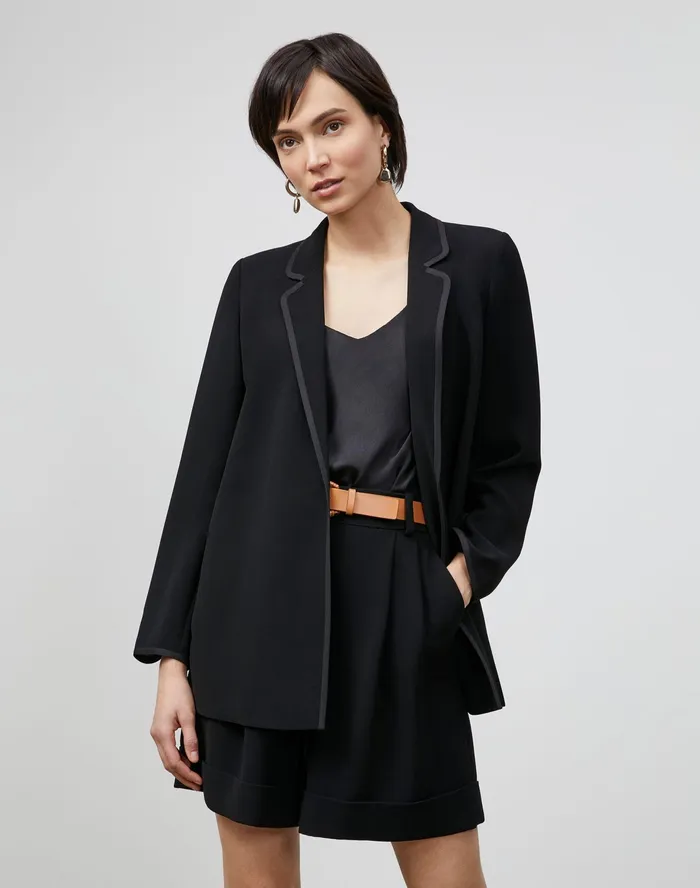 Women Lafayette 148 New York Jackets and Blazers PlusSize Brighton Cardigan Jacket In Finesse Crepe Black Women Lafayette 148 New York Jackets and Blazers PlusSize Brighton Cardigan Jacket In Finesse Crepe Black
