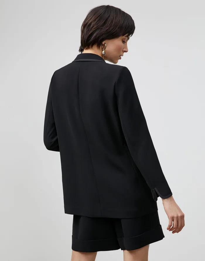 Women Lafayette 148 New York Jackets and Blazers PlusSize Brighton Cardigan Jacket In Finesse Crepe Black