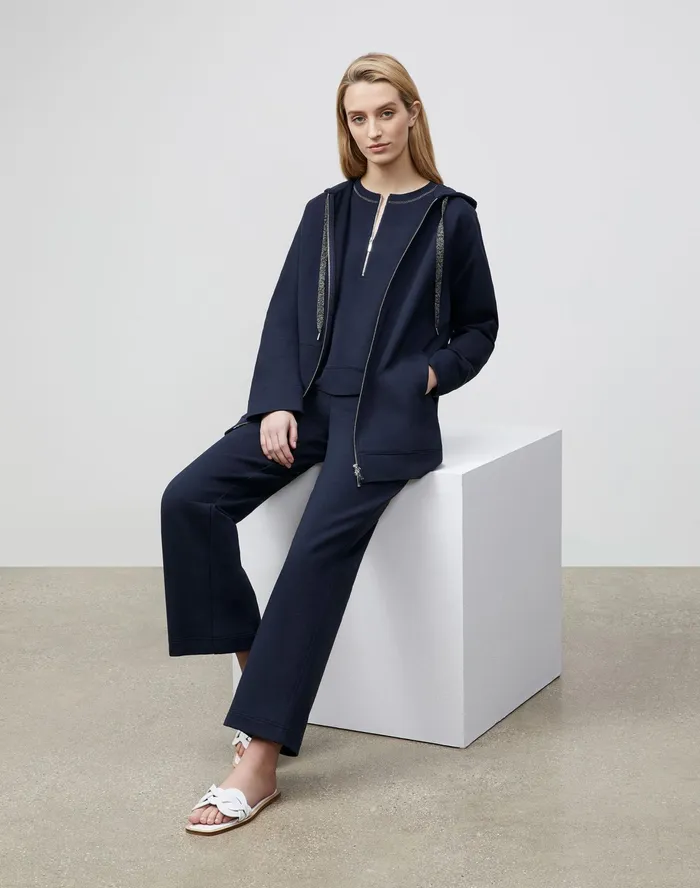 Women Lafayette 148 New York Jackets and Blazers PlusSize Corbin Jacket In Ultra Comfort French Terry Ink