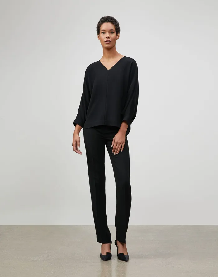 Women Lafayette 148 New York Pants and Shorts Petite Finesse Crepe Barrow Pant Black