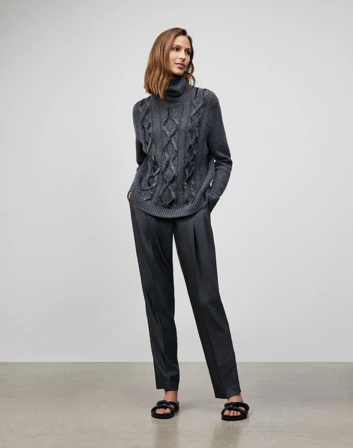Women Lafayette 148 New York Pants and Shorts Petite Italian WoolSilk Suiting Ellis Pleated Pant Castle Rock