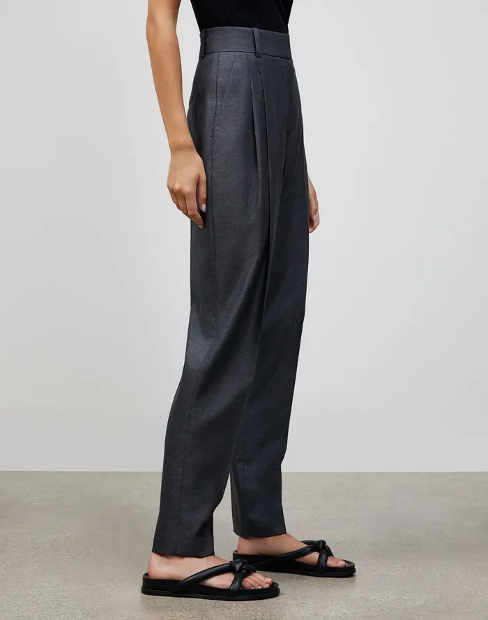 Women Lafayette 148 New York Pants and Shorts Petite Italian WoolSilk Suiting Ellis Pleated Pant Castle Rock