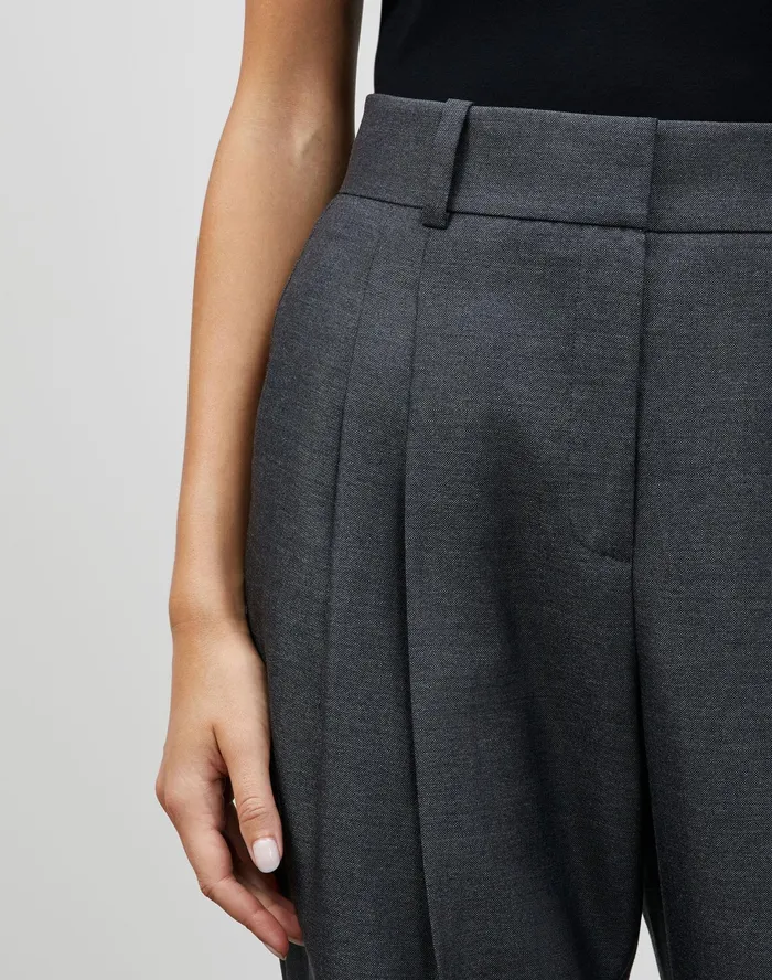 Women Lafayette 148 New York Pants and Shorts Petite Italian WoolSilk Suiting Ellis Pleated Pant Castle Rock
