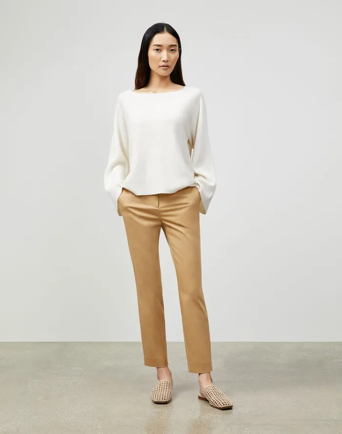 Women Lafayette 148 New York Pants and Shorts PlusSize Manhattan Slim Ankle Pant In Skylight Cotton Honeynut