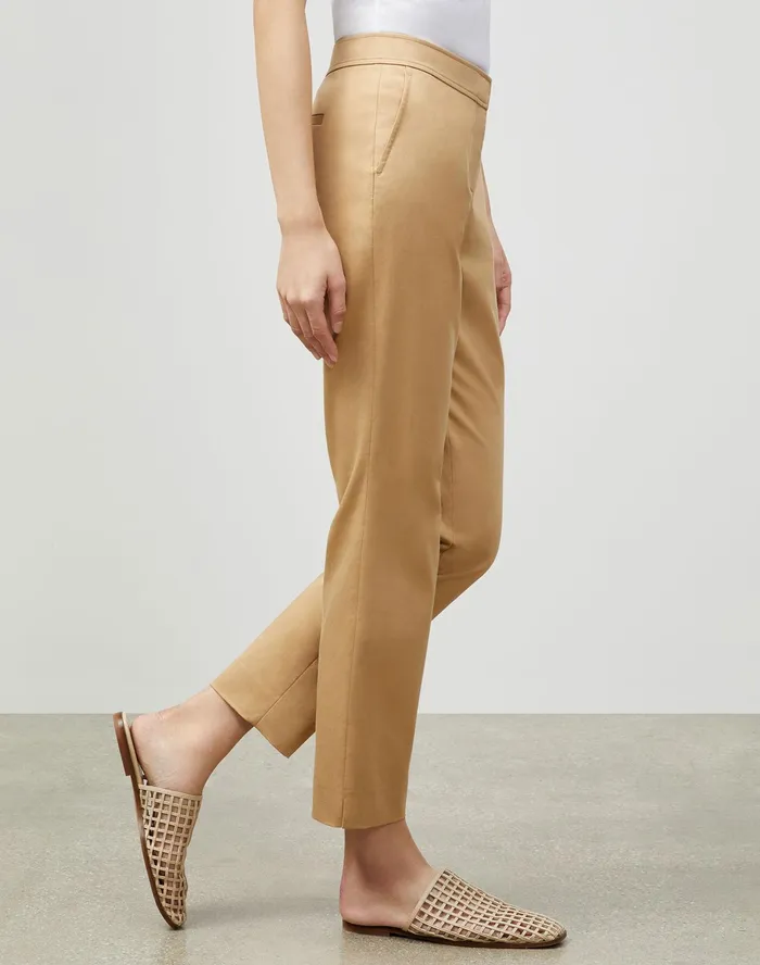Women Lafayette 148 New York Pants and Shorts PlusSize Manhattan Slim Ankle Pant In Skylight Cotton Honeynut