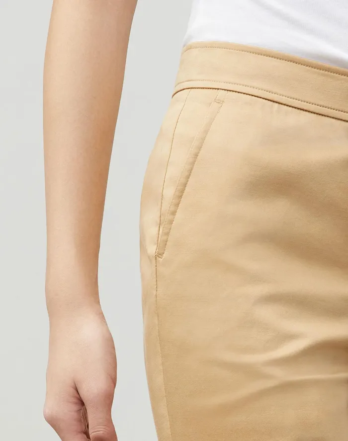 Women Lafayette 148 New York Pants and Shorts PlusSize Manhattan Slim Ankle Pant In Skylight Cotton Honeynut