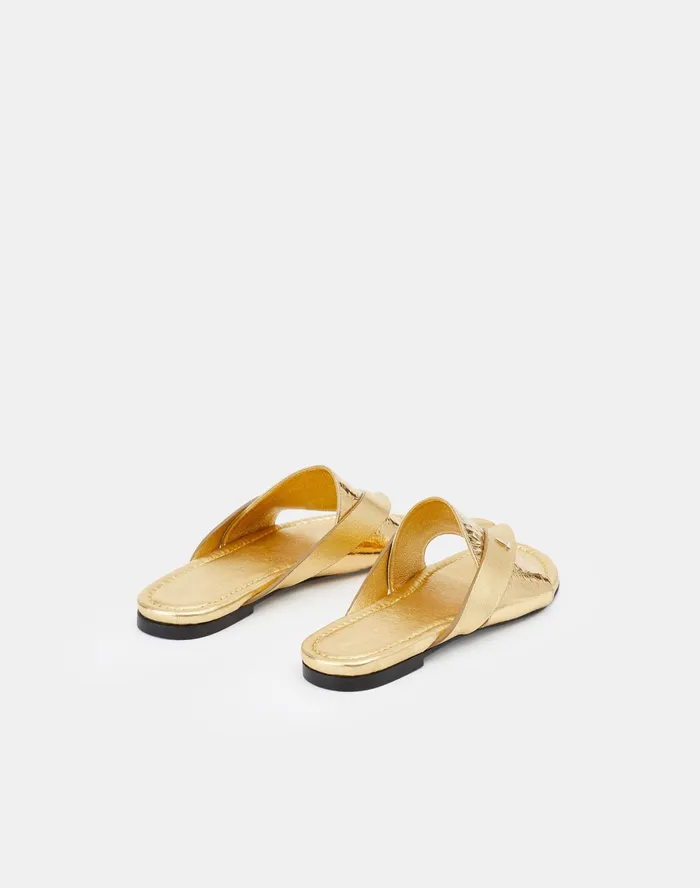 Women Lafayette 148 New York Sandals Leather Iris Icon Sandal Gold