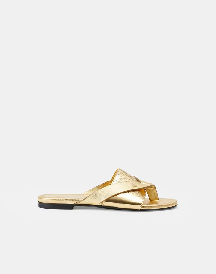 Women Lafayette 148 New York Sandals Leather Iris Icon Sandal Gold