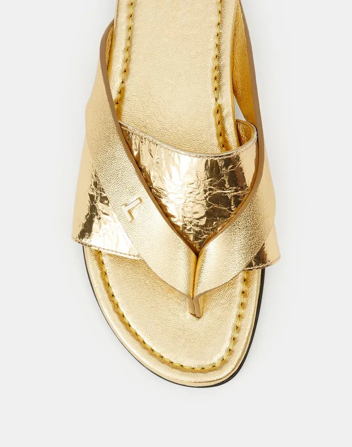 Women Lafayette 148 New York Sandals Leather Iris Icon Sandal Gold