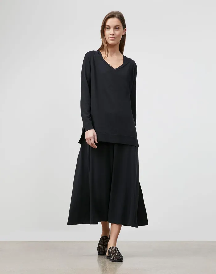 Women Lafayette 148 New York Sweaters PlusSize Cotton Crepe Plaited VNeck Sweater Black