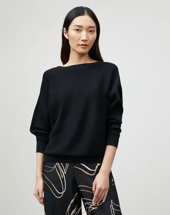 Women Lafayette 148 New York Sweaters PlusSize Cotton Silk Ribbed Asymmetric Sweater Black Women Lafayette 148 New York Sweaters PlusSize Cotton Silk Ribbed Asymmetric Sweater Black