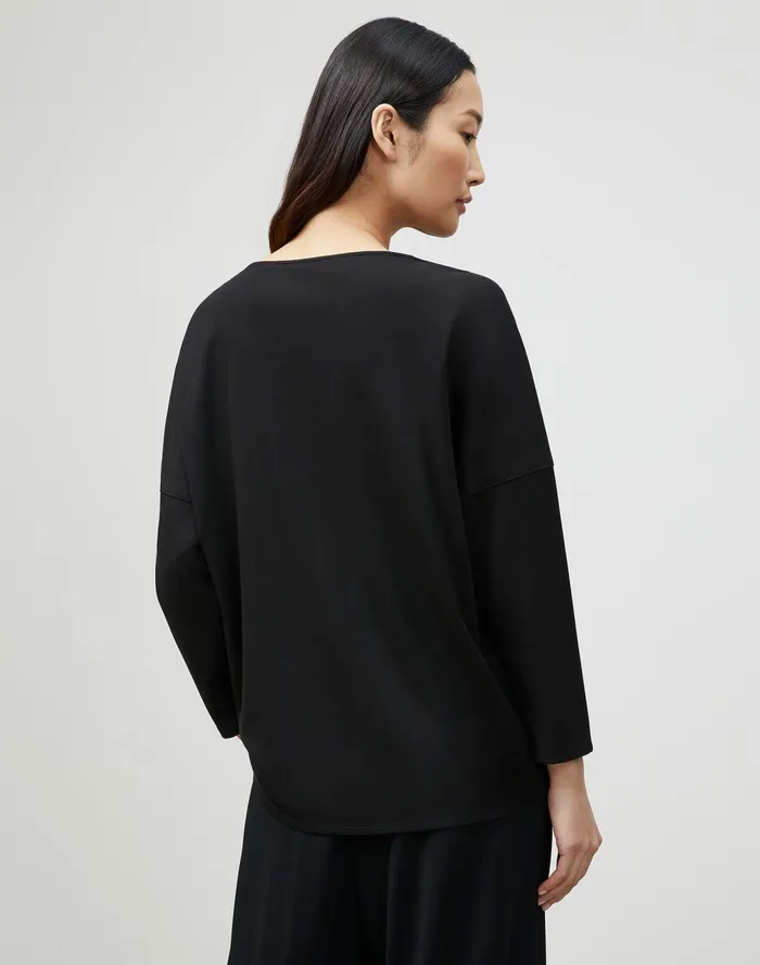 Women Lafayette 148 New York Tops and Tees Calista Top In Lightweight Punto Milano Black