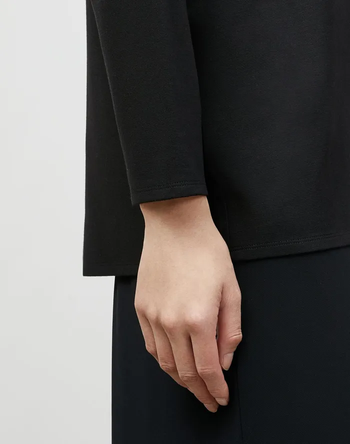 Women Lafayette 148 New York Tops and Tees Calista Top In Lightweight Punto Milano Black