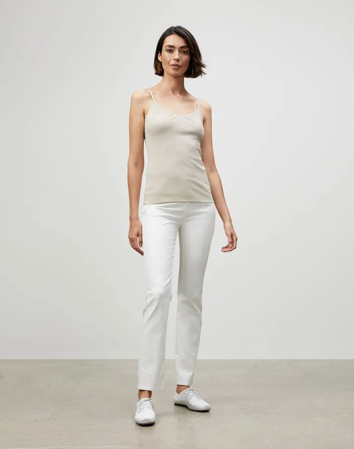 Women Lafayette 148 New York Tops and Tees Petite Mesh Jersey Camisole Khaki