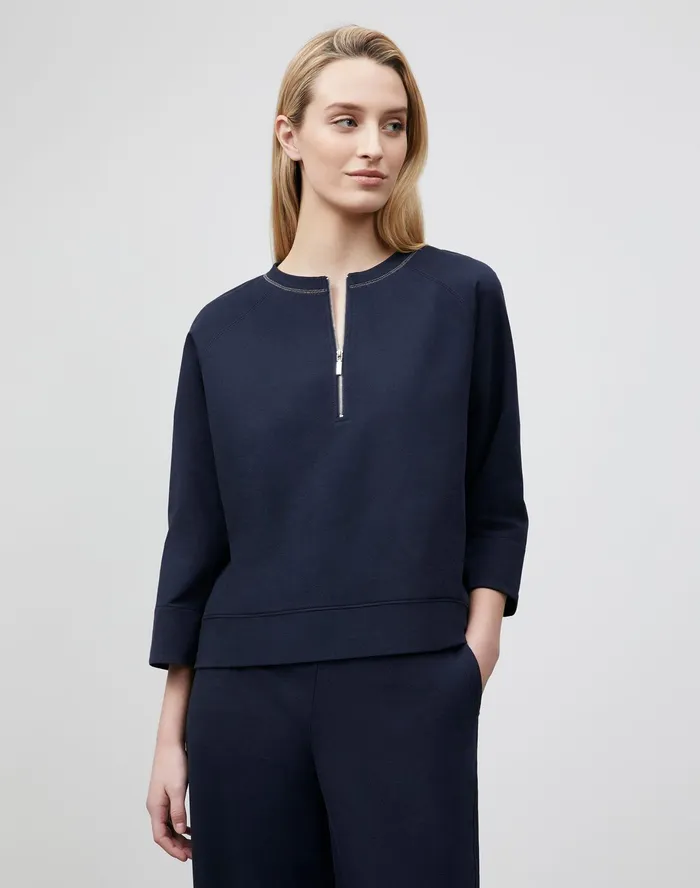 Women Lafayette 148 New York Tops and Tees PlusSize Powers Sweatshirt In Ultra Comfort French Terry Ink Women Lafayette 148 New York Tops and Tees PlusSize Powers Sweatshirt In Ultra Comfort French Terry Ink