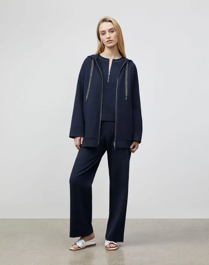 Women Lafayette 148 New York Tops and Tees PlusSize Powers Sweatshirt In Ultra Comfort French Terry Ink