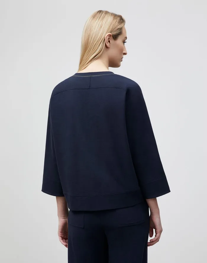 Women Lafayette 148 New York Tops and Tees PlusSize Powers Sweatshirt In Ultra Comfort French Terry Ink