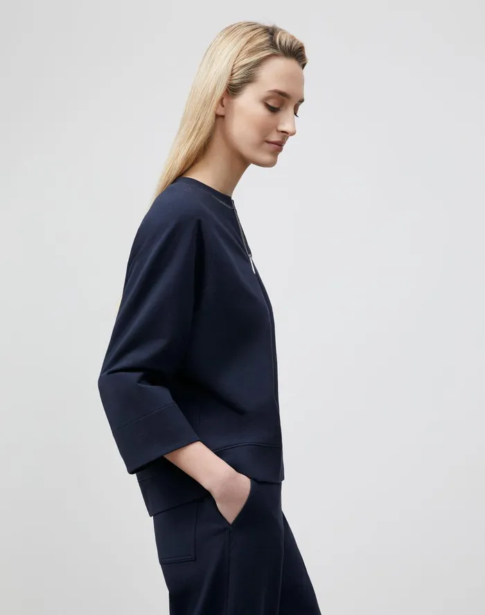 Women Lafayette 148 New York Tops and Tees PlusSize Powers Sweatshirt In Ultra Comfort French Terry Ink