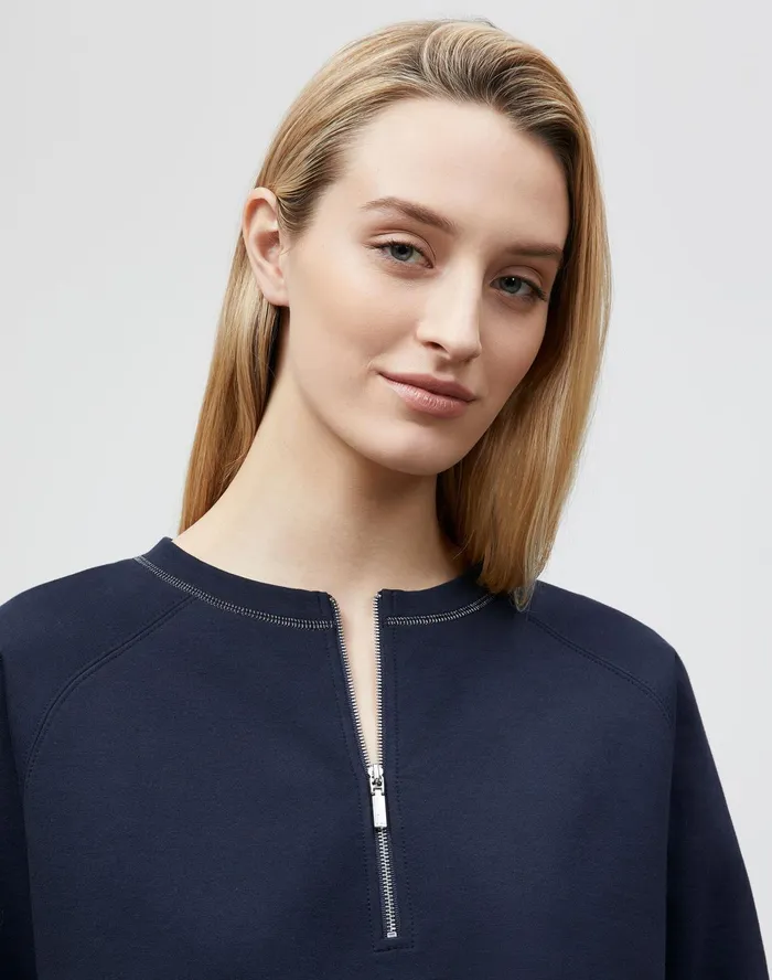 Women Lafayette 148 New York Tops and Tees PlusSize Powers Sweatshirt In Ultra Comfort French Terry Ink