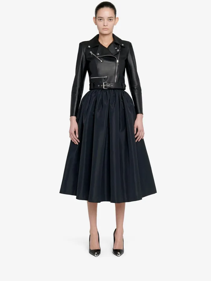 Women Leather Alexander McQueen Cropped Leather Jacket Black