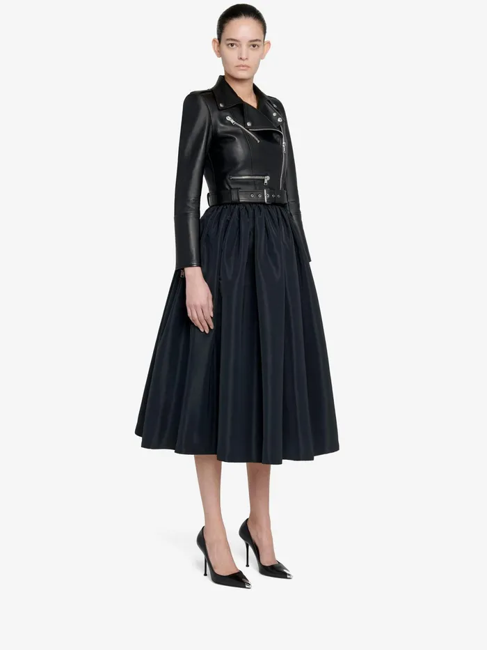 Women Leather Alexander McQueen Cropped Leather Jacket Black